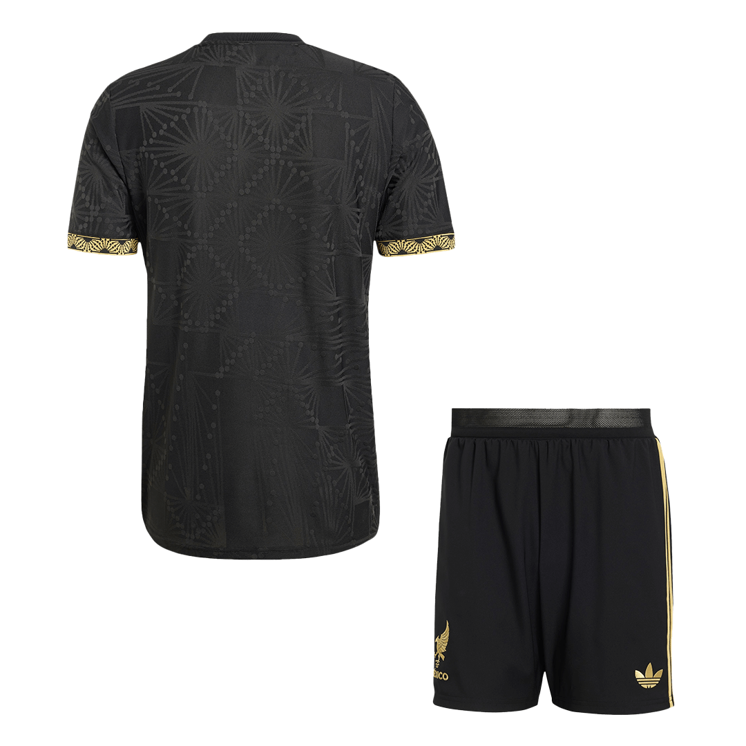 Authentic Mexico Third Away Soccer Jersey Kit(Jersey+Shorts) 2025 Black - Gold Cup
