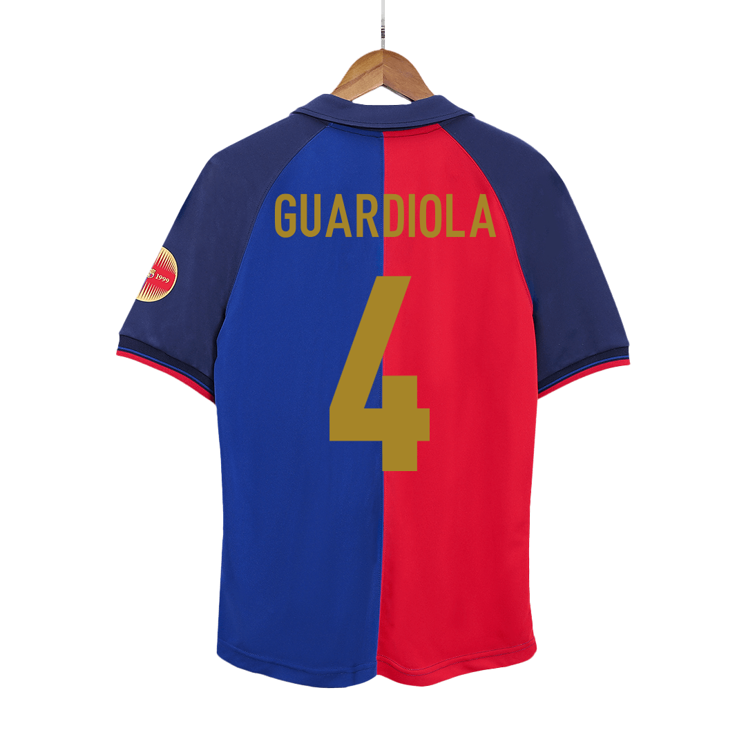 Barcelona Retro Jersey Custom GUARDIOLA #4 Soccer Jersey Home 1999/00 100th Anniversary