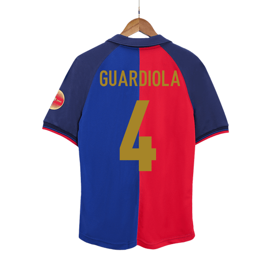 Barcelona Retro Jersey Custom GUARDIOLA #4 Soccer Jersey Home 1999/00 100th Anniversary