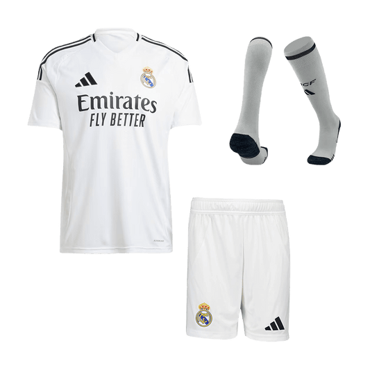 Men's Real Madrid Home Soccer Jersey Kit (Shirt+Shorts+Socks) 2024/25