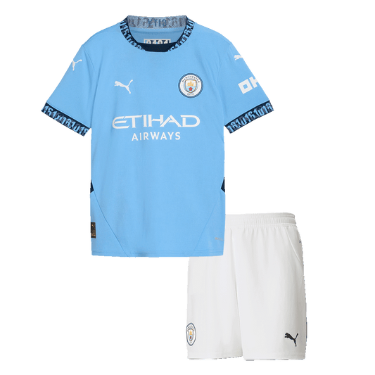 Kid's Manchester City Home Soccer Jersey Kit(Shirt+Shorts) 2024/25