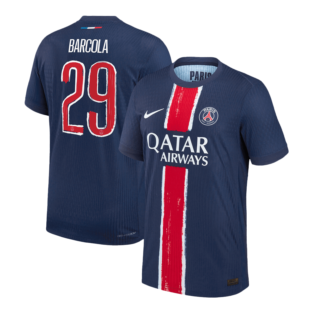 Player Version PSG Jersey Custom BARCOLA #29 Soccer Jersey Home 2024/25 - UCL