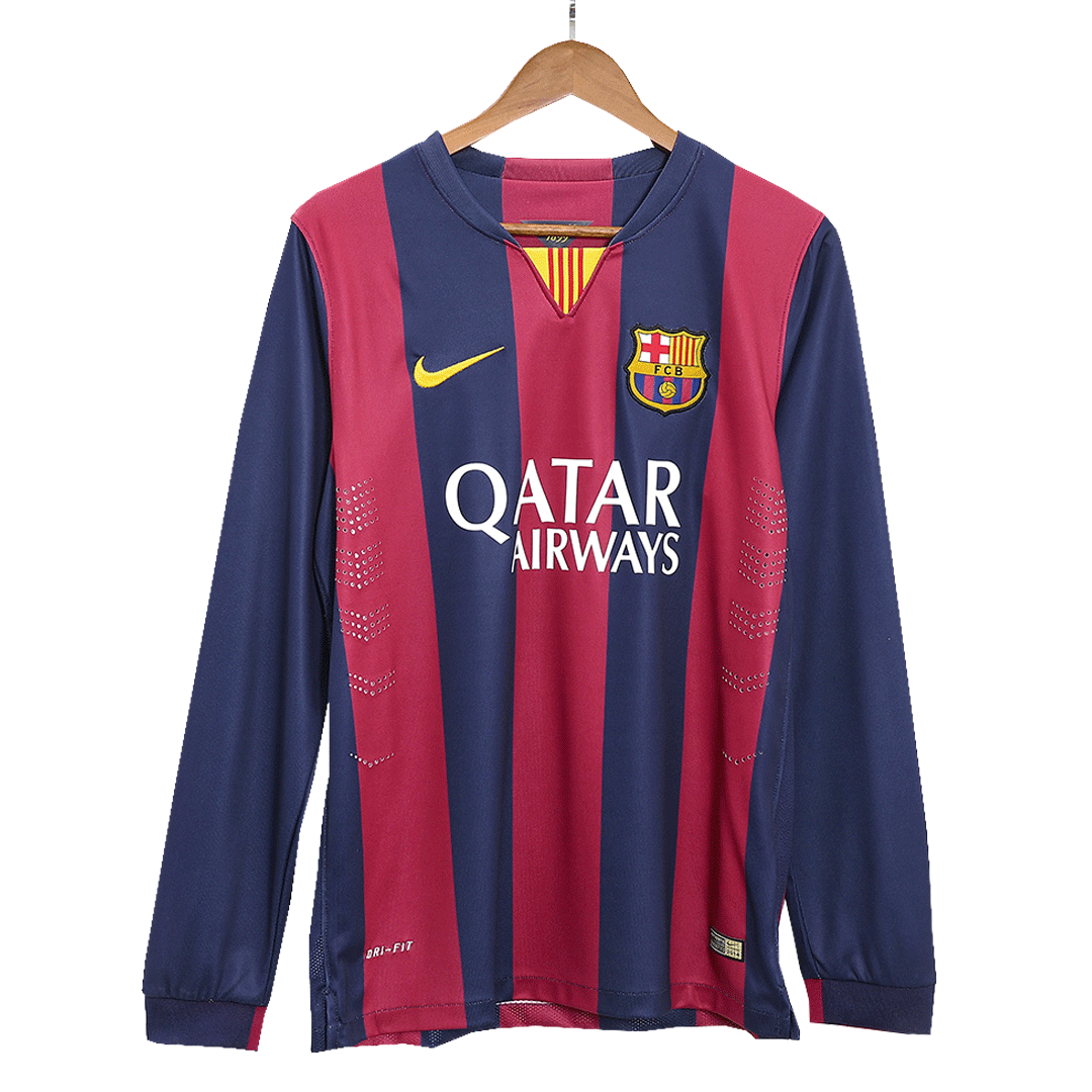 Retro 2014/15 Barcelona Home Long Sleeve Soccer Jersey