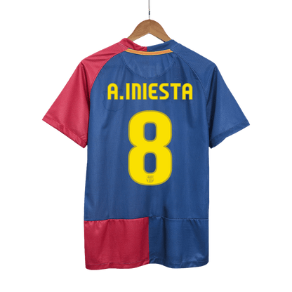 Barcelona Retro Jersey Custom A.INIESTA #8 Soccer Jersey Home 2008/09 UCL Final