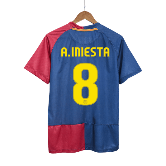 Barcelona Retro Jersey Custom A.INIESTA #8 Soccer Jersey Home 2008/09 UCL Final