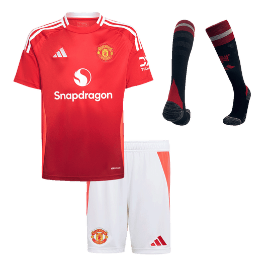 Kid's Manchester United Home Soccer Jersey Kit (Shirt+Shorts+Socks) 2024/25