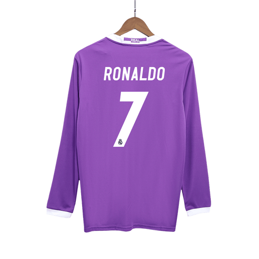 Real Madrid Retro Jersey Custom RONALDO #7 Soccer Long Sleeve Jersey Away 2016/17