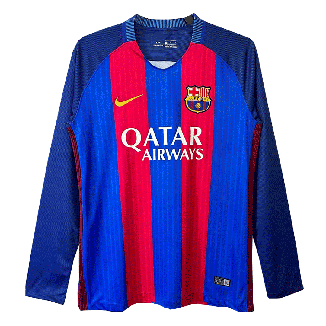 Retro 2016/17 Barcelona Home Long Sleeve Soccer Jersey