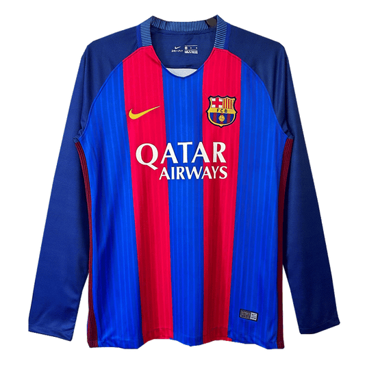 Retro 2016/17 Barcelona Home Long Sleeve Soccer Jersey