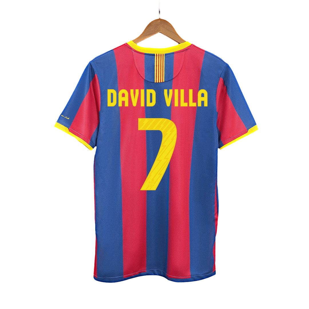 Barcelona Retro Jersey Custom DAVID VILLA #7 Soccer Jersey Home 2010/11