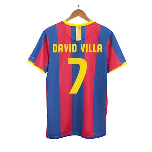 Barcelona Retro Jersey Custom DAVID VILLA #7 Soccer Jersey Home 2010/11
