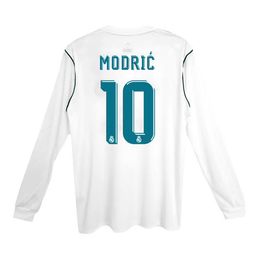 Real Madrid Retro Jersey Custom MODRIĆ #10 Soccer Long Sleeve Jersey Home 2017/18