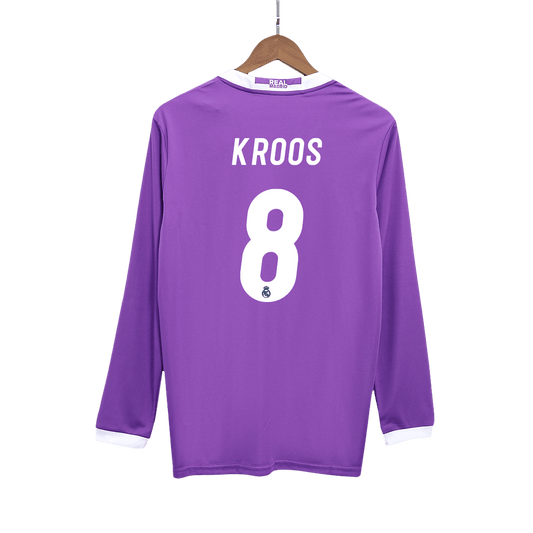 Real Madrid Retro Jersey Custom KROOS #8 Soccer Long Sleeve Jersey Away 2016/17