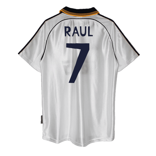 Real Madrid Retro Jersey Custom RAUL #7 Soccer Jersey Home 1998/00