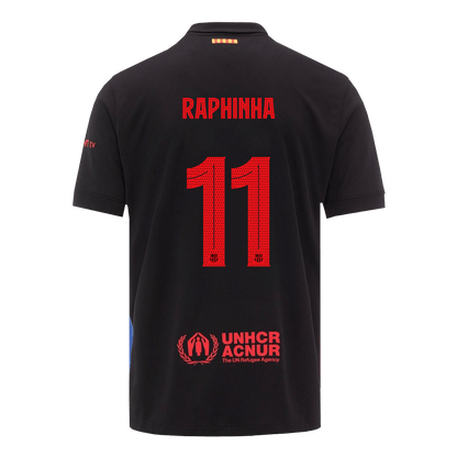 Barcelona Jersey Custom RAPHINHA #11 Soccer Jersey Away 2024/25 - UCL (Old Sponsor)