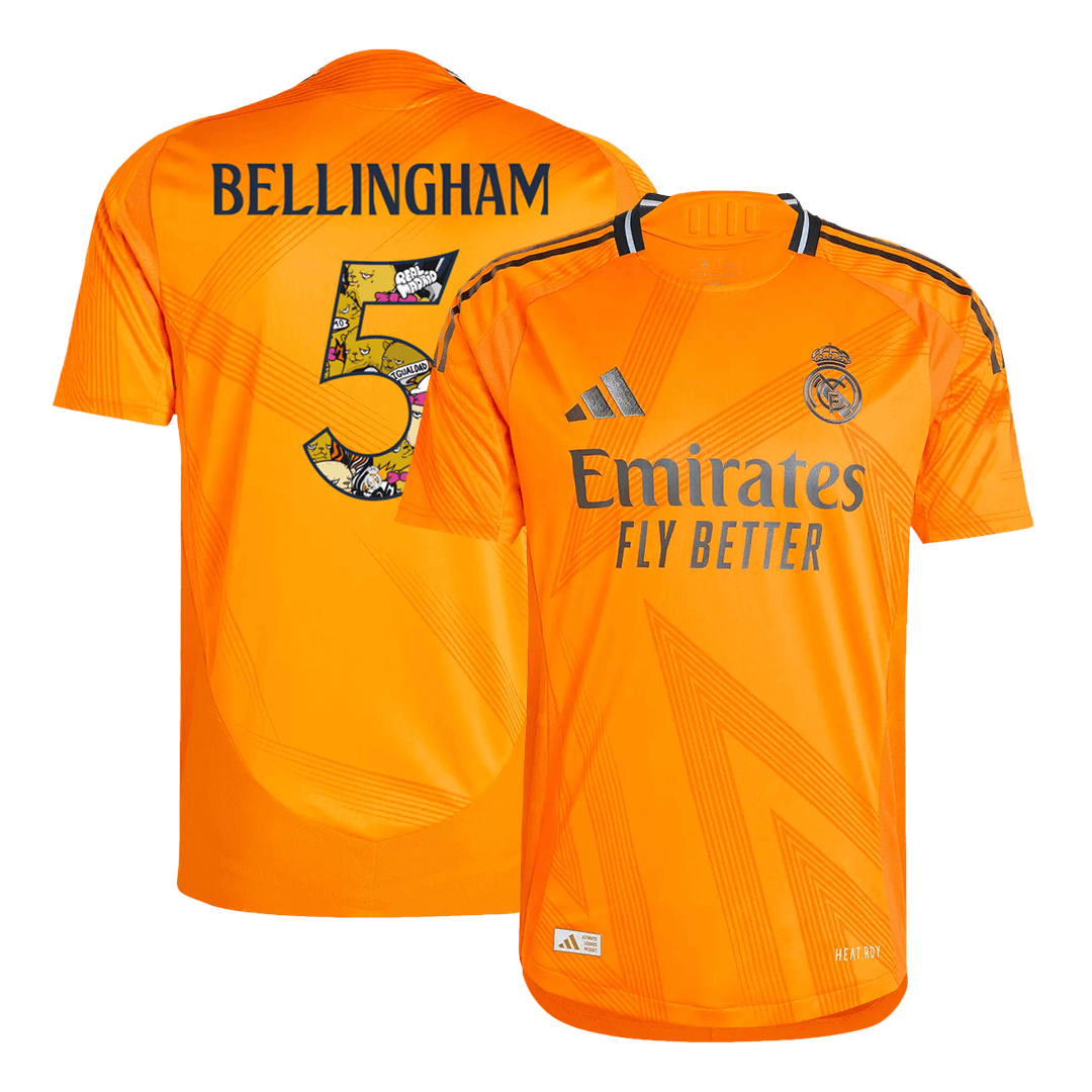 Player Version Real Madrid Jersey Custom BELLINGHAM #5 Soccer Jersey Away 2024/25 Bear Champ Font