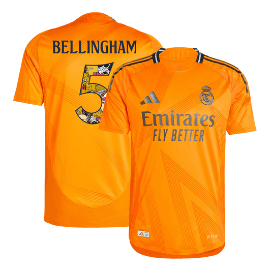 Player Version Real Madrid Jersey Custom BELLINGHAM #5 Soccer Jersey Away 2024/25 Bear Champ Font