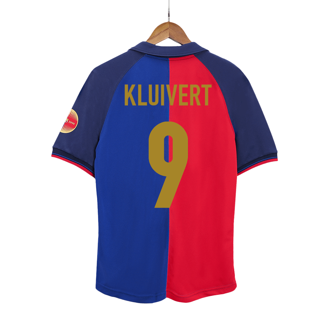 Barcelona Retro Jersey Custom KLUIVERT #9 Soccer Jersey Home 1999/00 100th Anniversary