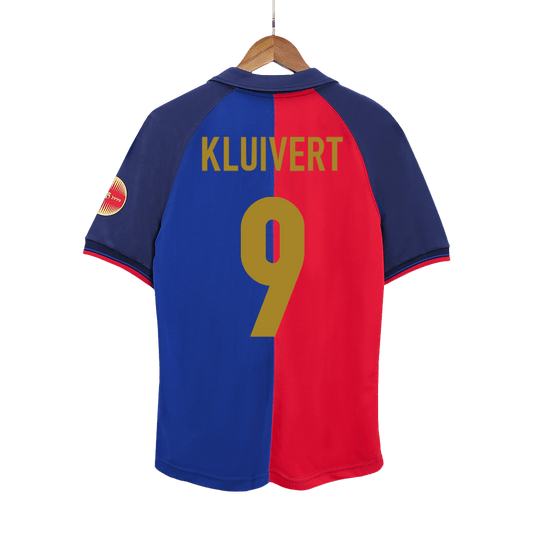 Barcelona Retro Jersey Custom KLUIVERT #9 Soccer Jersey Home 1999/00 100th Anniversary