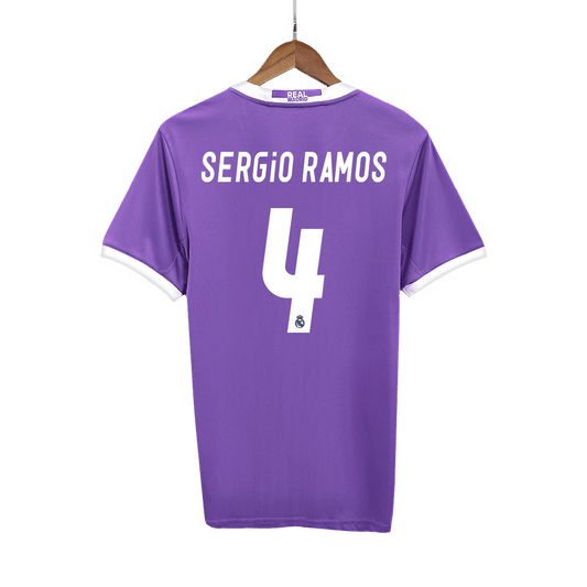 Real Madrid Retro Jersey Custom SERGIO RAMOS #4 Soccer Jersey Away 2016/17