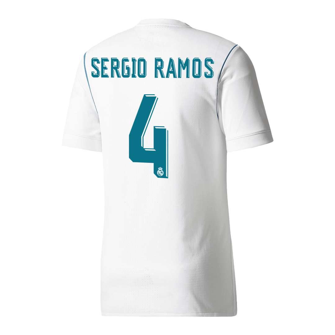 Real Madrid Retro Jersey Custom SERGIO RAMOS #4 Soccer Jersey Home 2017/18