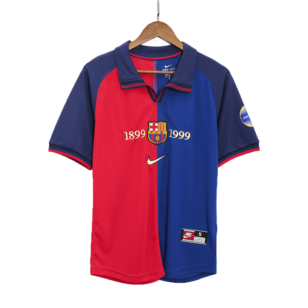 Barcelona Retro Jersey Custom KLUIVERT #9 Soccer Jersey Home 1999/00 100th Anniversary