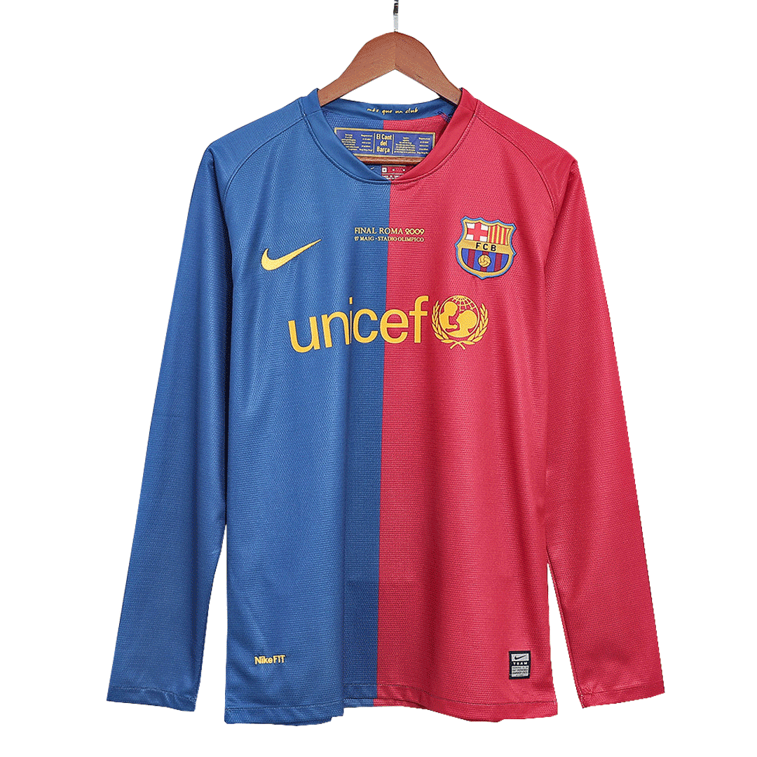 Retro 2008/09 Barcelona Home Long Sleeve Soccer Jersey - UCL Final