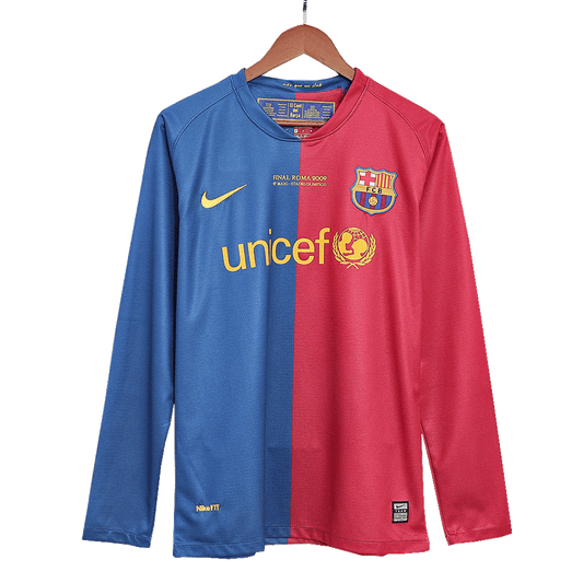 Retro 2008/09 Barcelona Home Long Sleeve Soccer Jersey - UCL Final