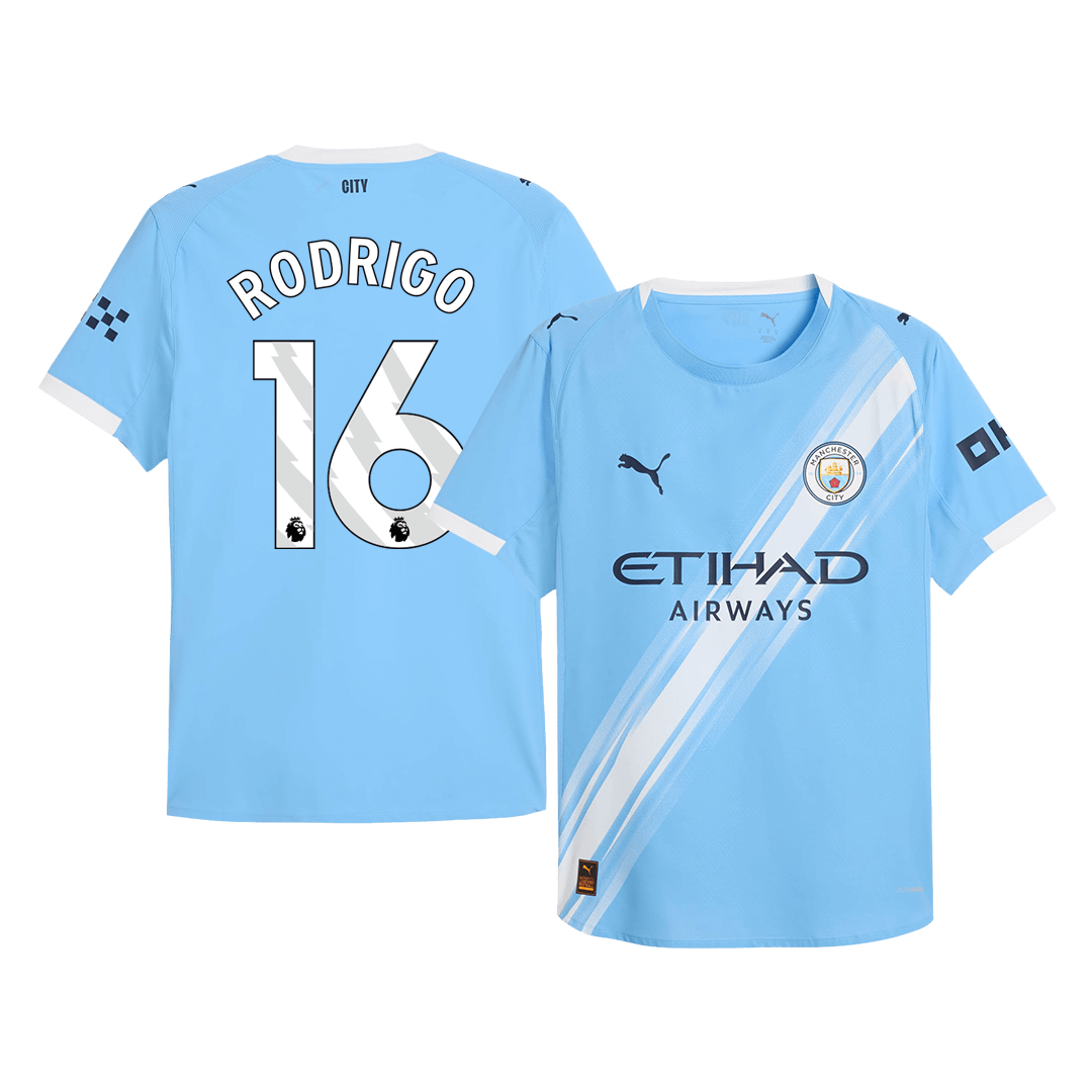 Player Version Manchester City Jersey Custom RODRIGO #16 Soccer Jersey Home 2025/26
