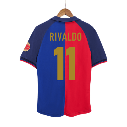 Barcelona Retro Jersey Custom RIVALDO #11 Soccer Jersey Home 1999/00 100th Anniversary
