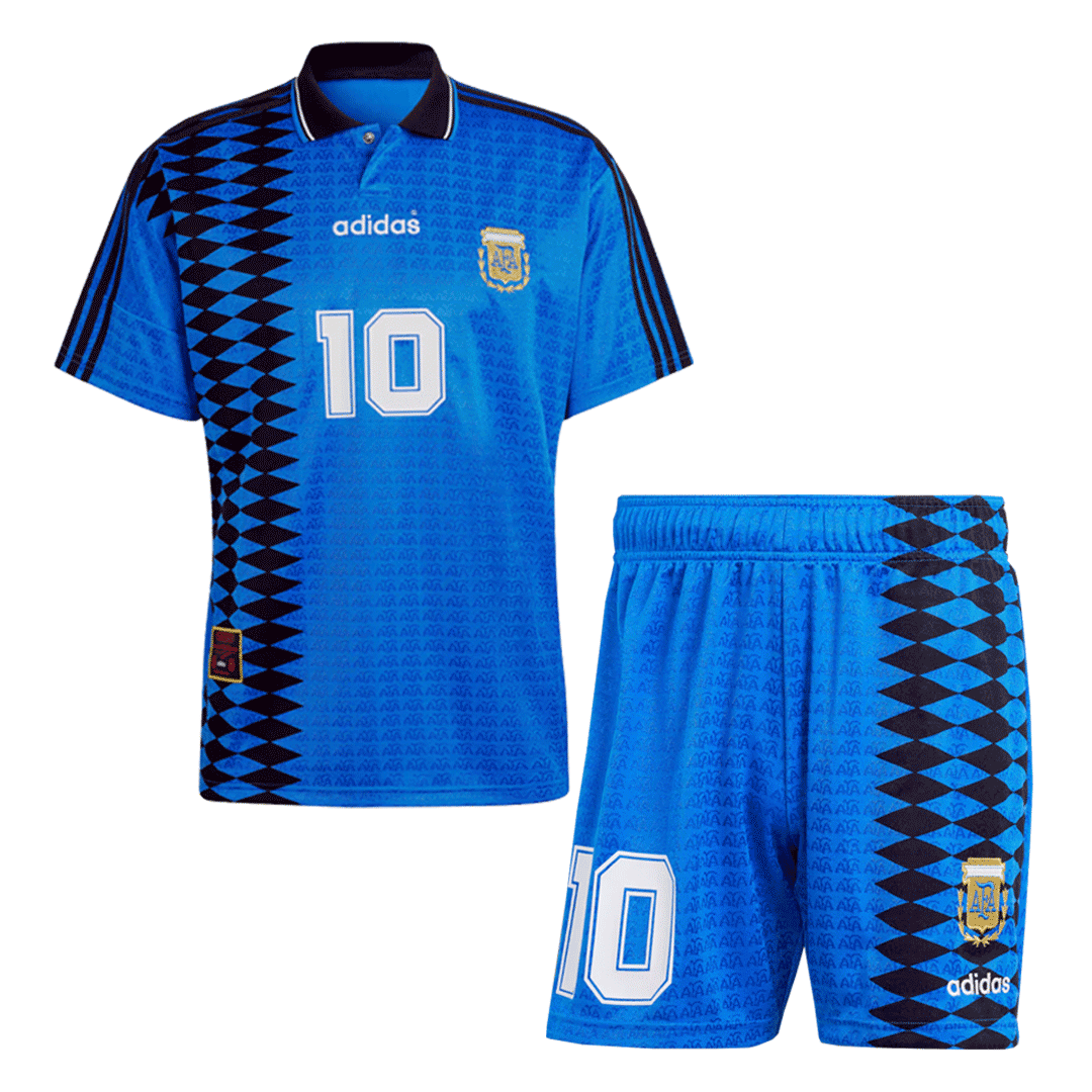 Retro #10 Argentina Away Soccer Jersey Kit(Jersey+Shorts) 1994