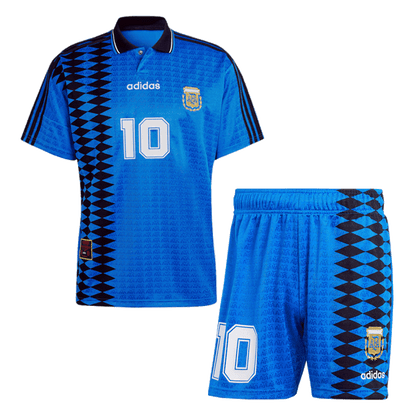 Retro #10 Argentina Away Soccer Jersey Kit(Jersey+Shorts) 1994