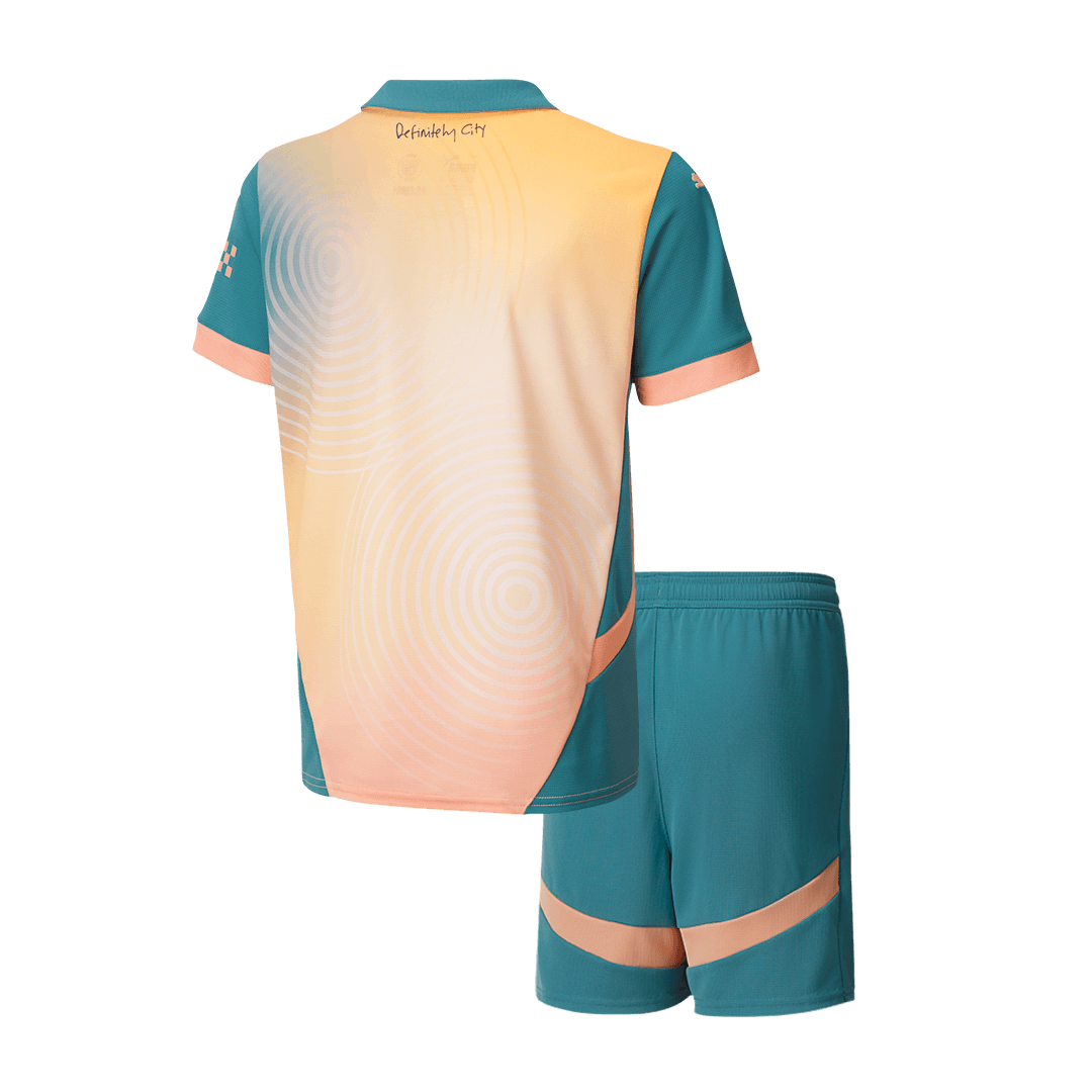 Kid's Manchester City Fourth Away Soccer Jersey Kit(Shirt+Shorts) 2024/25