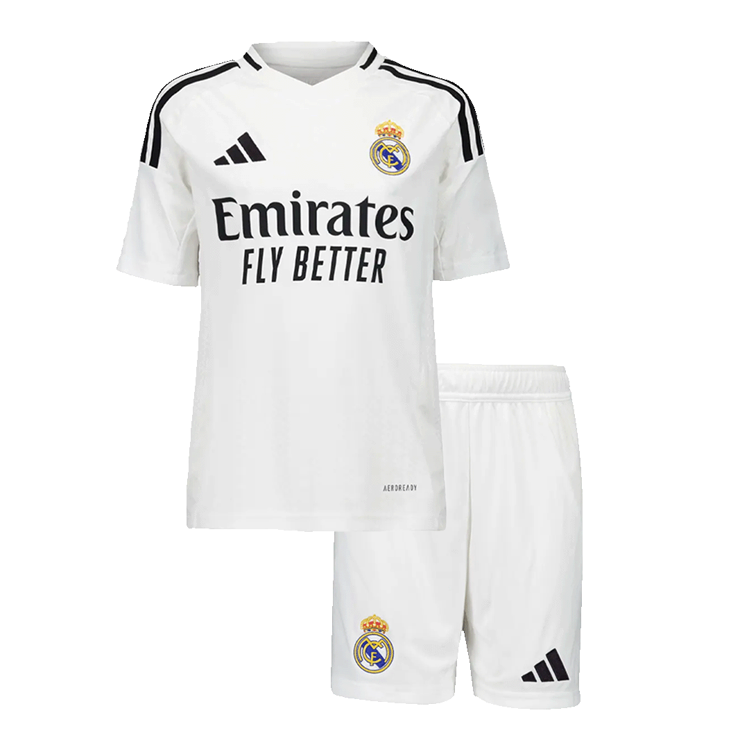 MBAPPE #9 Kid's Real Madrid Home Soccer Jersey Kit (Shirt+Shorts) 2024/25