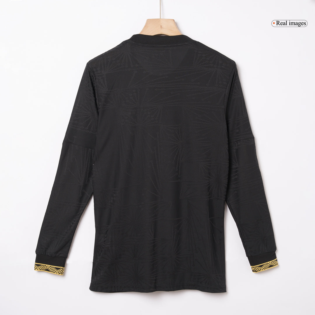 Authentic Mexico Third Away Long Sleeve Soccer Jersey Kit(Jersey+Shorts) 2025 Black - Gold Cup