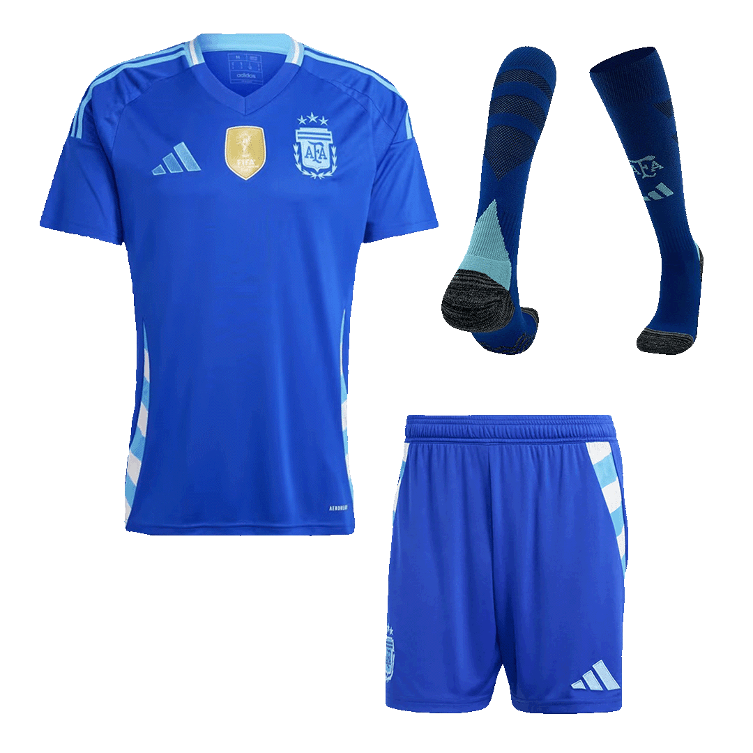 Argentina Away Soccer Jersey Kit(Jersey+Shorts+Socks) 2024