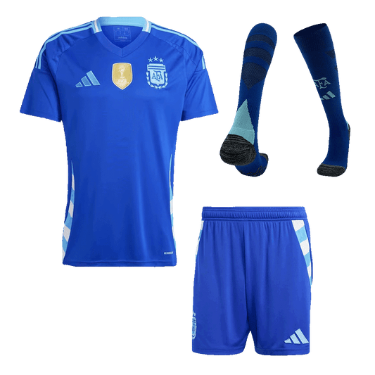 Argentina Away Soccer Jersey Kit(Jersey+Shorts+Socks) 2024