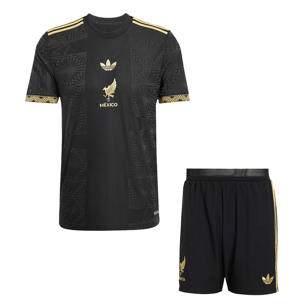 Authentic Mexico Third Away Soccer Jersey Kit(Jersey+Shorts) 2025 Black - Gold Cup