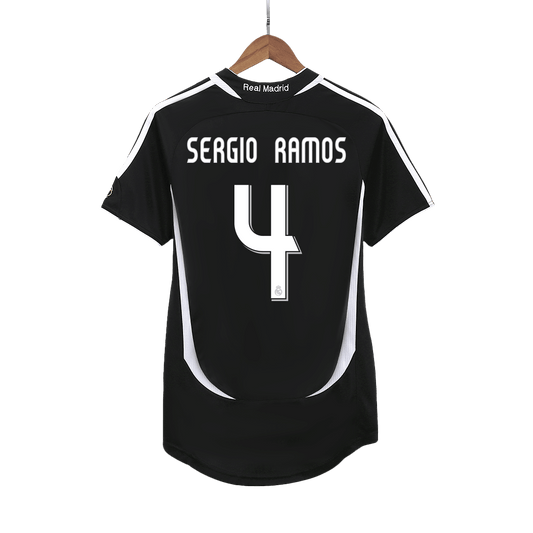 Real Madrid Retro Jersey Custom SERGIO RAMOS #4 Soccer Jersey Away 2006/07