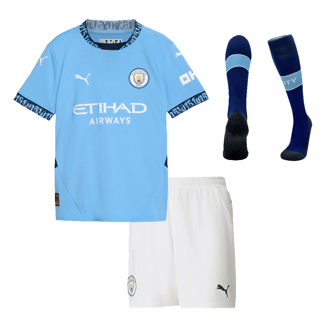 Kid's Manchester City Home Soccer Jersey Kit(Shirt+Shorts+Socks) 2024/25