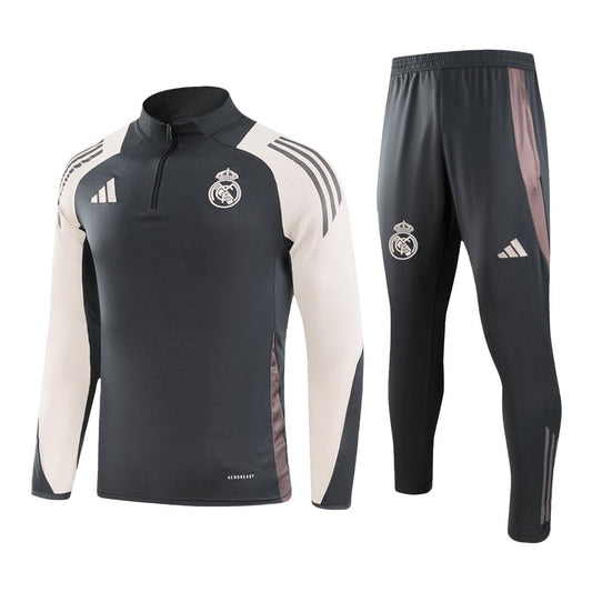 Kid's Real Madrid Zipper Sweatshirt Kit(Top+Pants) 2024/25