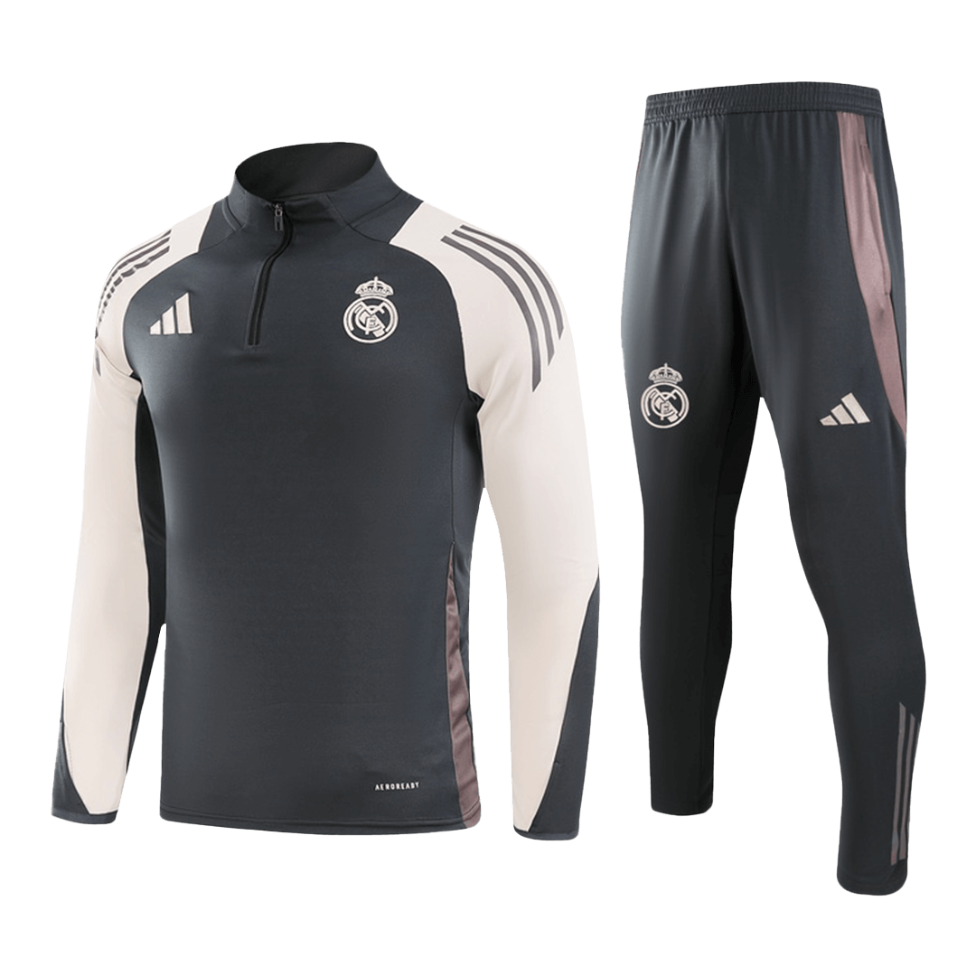 Men's Real Madrid Zipper Sweatshirt Kit (Top+Pants)  2024/25