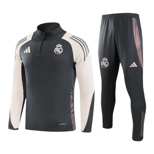 Men's Real Madrid Zipper Sweatshirt Kit (Top+Pants)  2024/25