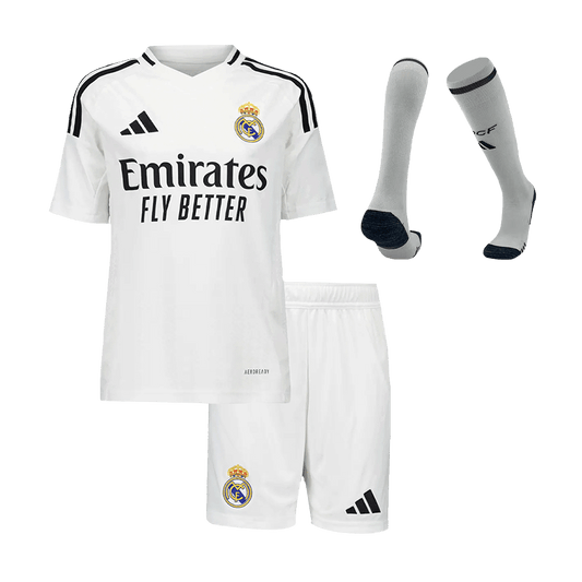 Kid's Real Madrid Home Soccer Jersey Kit (Shirt+Shorts+Socks) 2024/25