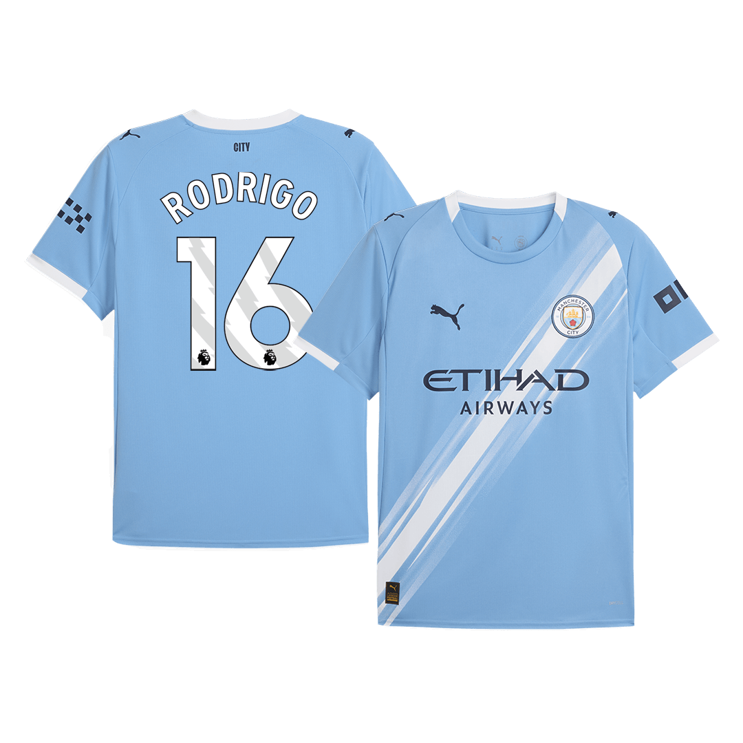 Manchester City Jersey Custom RODRIGO #16 Soccer Jersey Home 2025/26