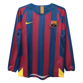 Retro 2005/06 Barcelona Home Long Sleeve Soccer Jersey