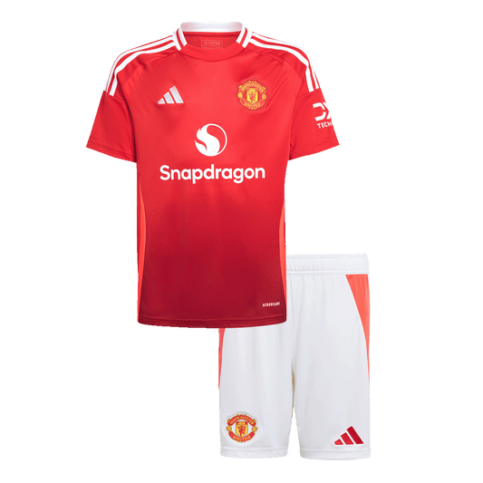 Kid's Manchester United Home Soccer Jersey (Shirt+Shorts) 2024/25