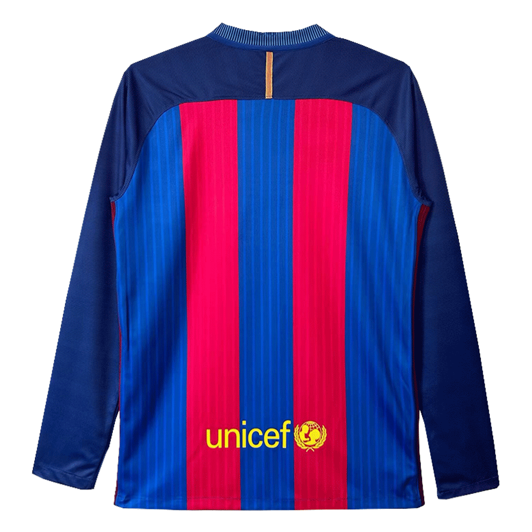 Retro 2016/17 Barcelona Home Long Sleeve Soccer Jersey