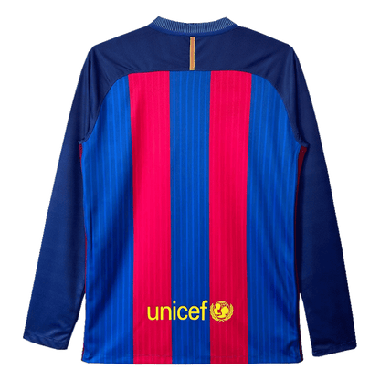 Retro 2016/17 Barcelona Home Long Sleeve Soccer Jersey