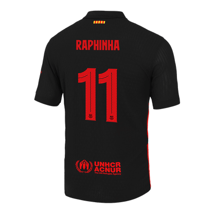 Player Version Barcelona Jersey Custom RAPHINHA #11 Soccer Jersey Away 2024/25 - UCL (Old Sponsor)